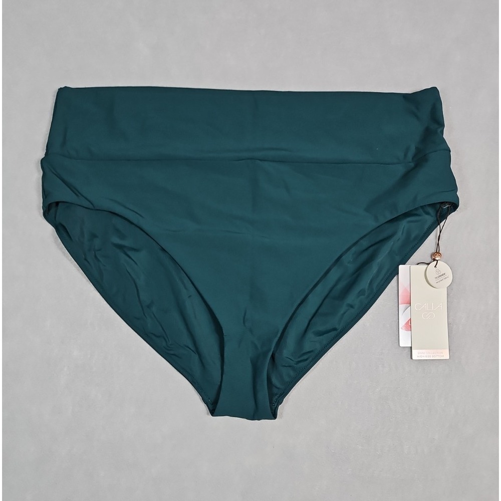 Calia Womens‎ Green High Rise Wide Banded Swim Bikini Bottom Size XXL NWT